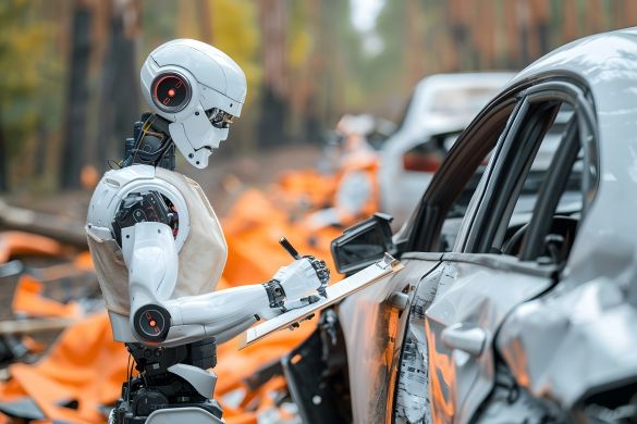 AI robot taking notes at an accidet scene